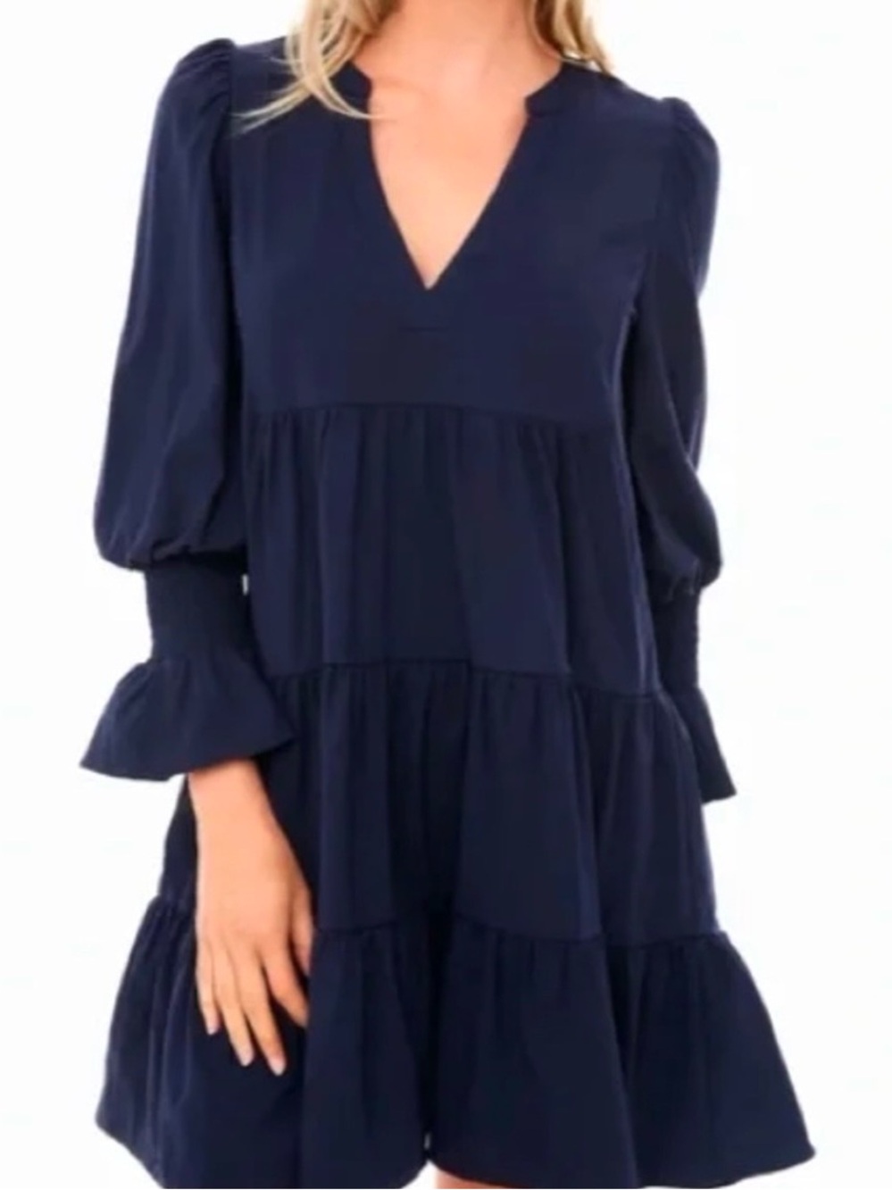 Tuckernuck Pomander Place Kenzo Mini Dress XL Navy Crepe Feminine Boho Flowy